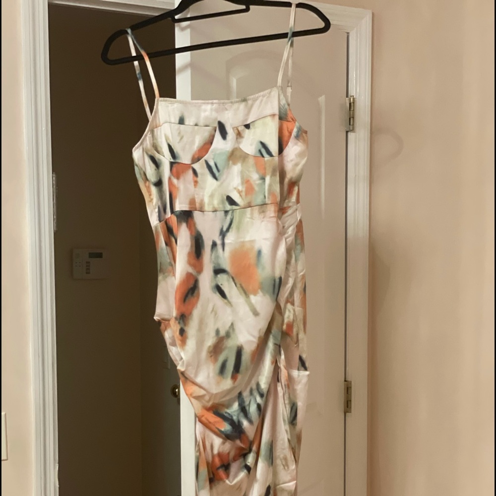 Gorgeous satin cami summer dress for a night out.